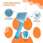 Self Cleaning Slicker Pet Grooming Brush (Blue)